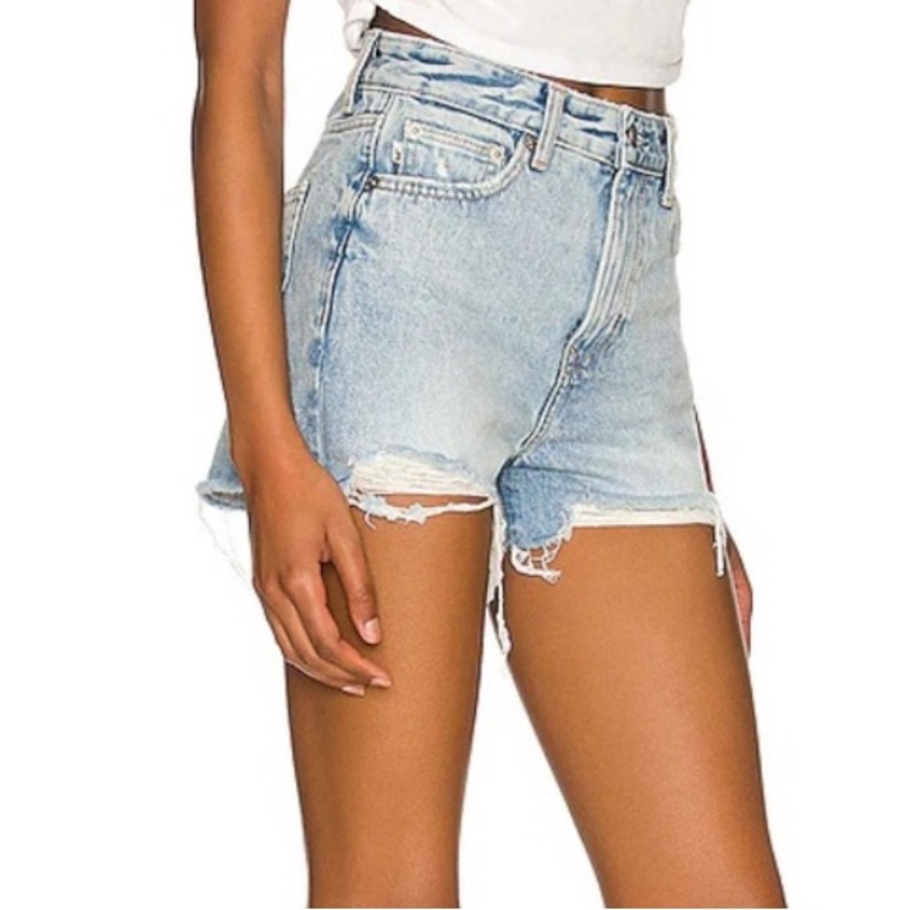 Lovers + Friends Jack High Rise Distressed Cutoff Blue Jean Shorts Size 24